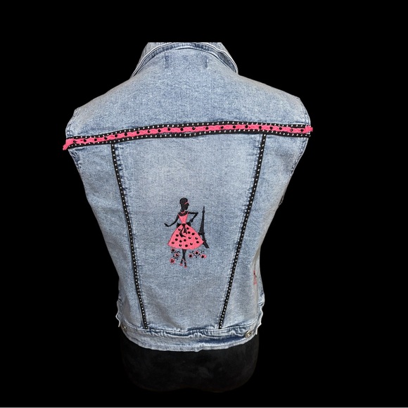 Paris In Spring Embroidered Denim Vest - Picture 2 of 9